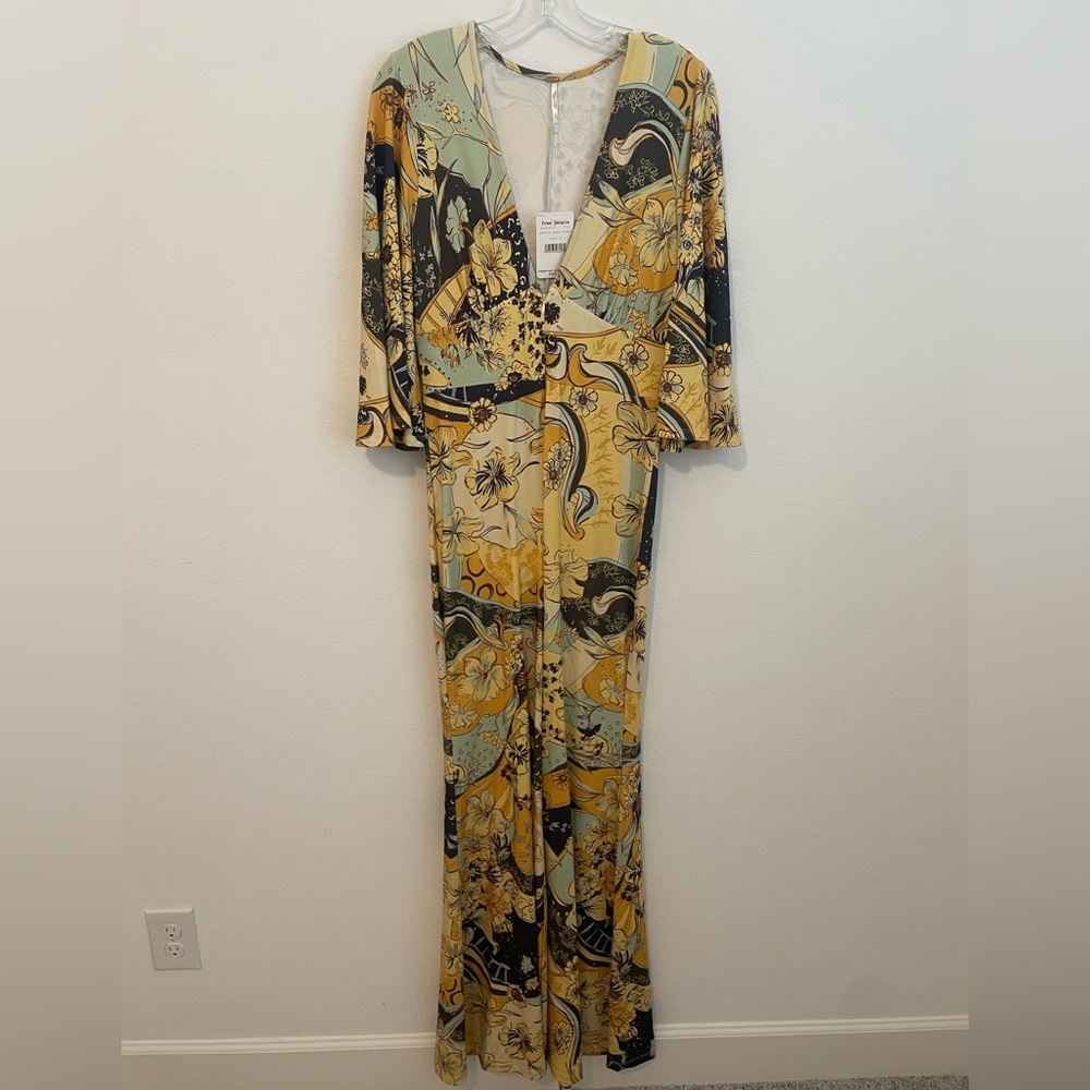 Free People Night Fever Jumpsuit Yellow Hues Combo - Size S